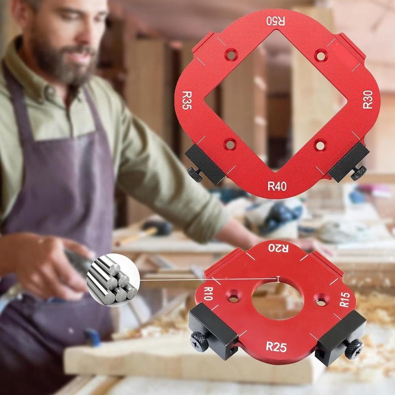 Router Corner Radius Template, Router Templates and Jigs for Woodworking, Guides and Edge Guide for Precision Routing, 8-in-1 Arc Cutting Guide Set (R10-R50), Fits Trim, Handheld, andTable Routers - Image 4